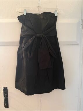 Theory Black Strapless Mini Dress with Waist Tie